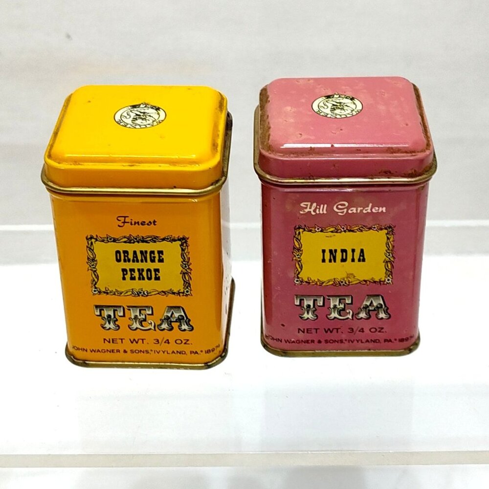 John Wagner & Sons Tea Tins Set Orange Pekoe & India Collectible Kitchen Décor